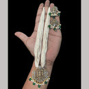 FS Collection Gold Plated Crystal Stone Temple Long Necklace Set
