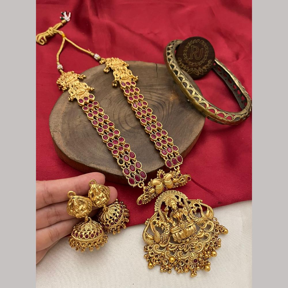 FS Collection Ethnic Pota Stone & Temple Design Necklace Set