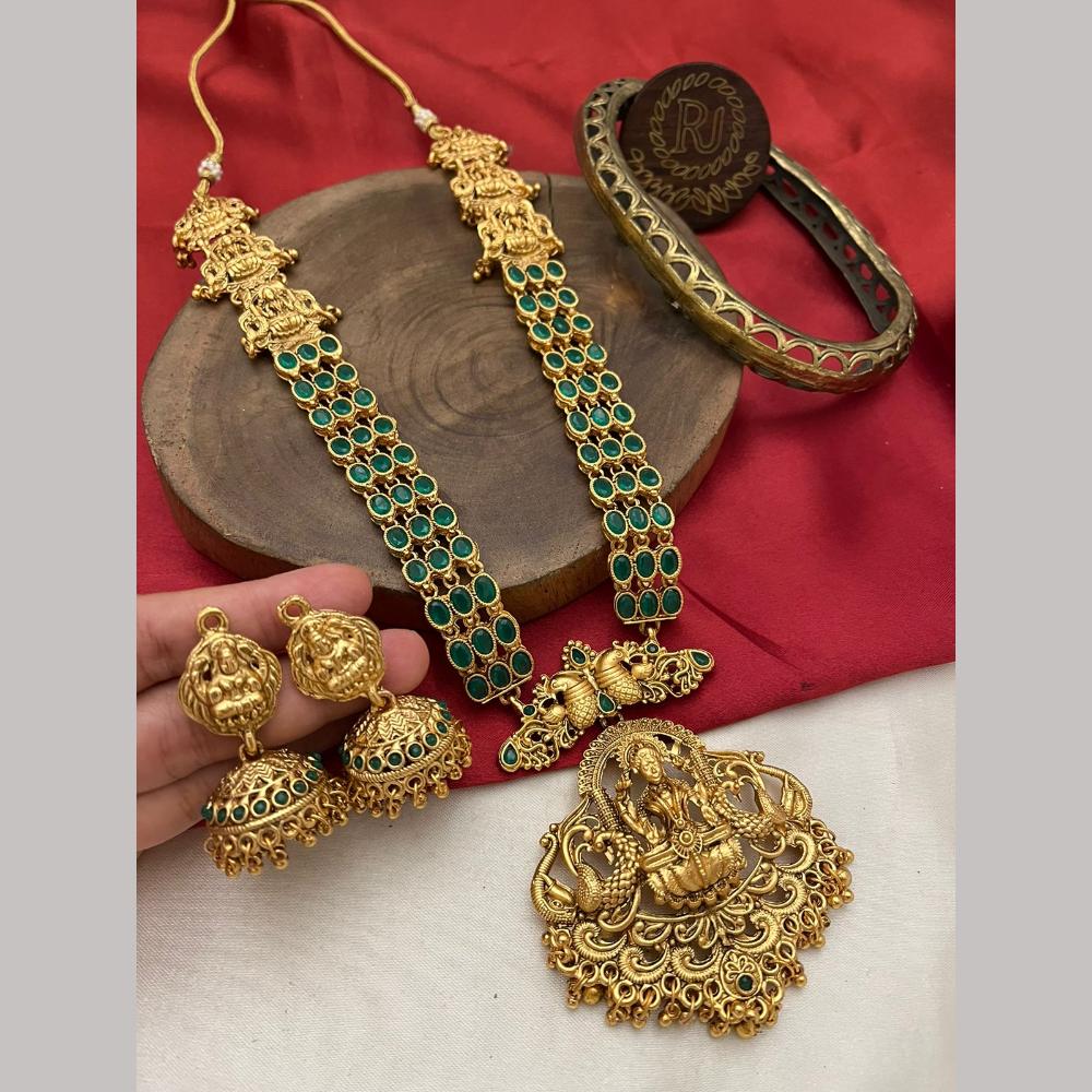 FS Collection Ethnic Pota Stone & Temple Design Necklace Set