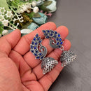 FS Collection Oxidised Plated Pota Stones Traditional Elegance Jhumki Earrings