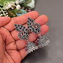 FS Collection Oxidised Plated Pota Stones Traditional Elegance Jhumki Earrings
