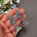 FS Collection Oxidised Plated Pota Stones Traditional Elegance Jhumki Earrings
