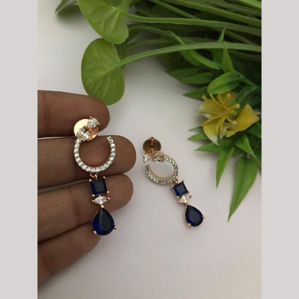 FS Collection Glamorous Gold-Plated with Brilliant American Diamonds Dangler Earrings