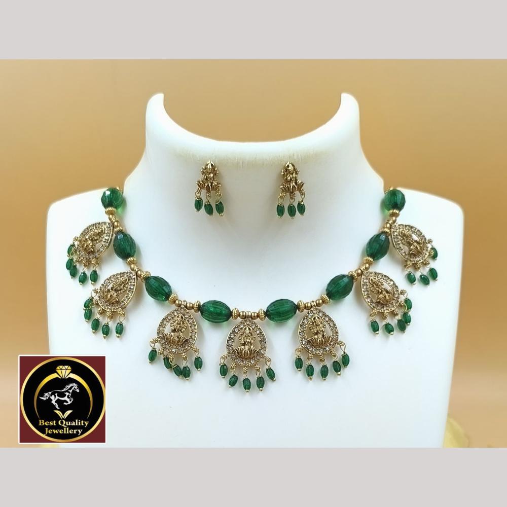 FS Collection Designer Gold Plated Temple Necklace with Austrian Stones & Beads