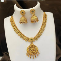 FS Collection Luxurious Gold Plated Pota Temple Necklace Set