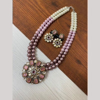 FS Collection 2 Tone Plated Kundan with Colorful Accents Necklace Set