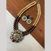 FS Collection 2 Tone Plated Kundan with Colorful Accents Necklace Set