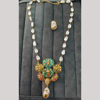 FS Collection Artistic Gold Plated Elegance Multi-Color Meenakari Long Necklace Set