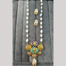 FS Collection Artistic Gold Plated Elegance Multi-Color Meenakari Long Necklace Set