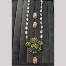 FS Collection Artistic Gold Plated Elegance Multi-Color Meenakari Long Necklace Set