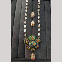 FS Collection Artistic Gold Plated Elegance Multi-Color Meenakari Long Necklace Set