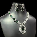 FS Collection Premium Silver Plated American Diamond Necklace Set