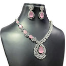 FS Collection Premium Silver Plated American Diamond Necklace Set