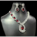 FS Collection Premium Silver Plated American Diamond Necklace Set