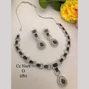 FS Collection Premium Silver Plated American Diamond Necklace Set