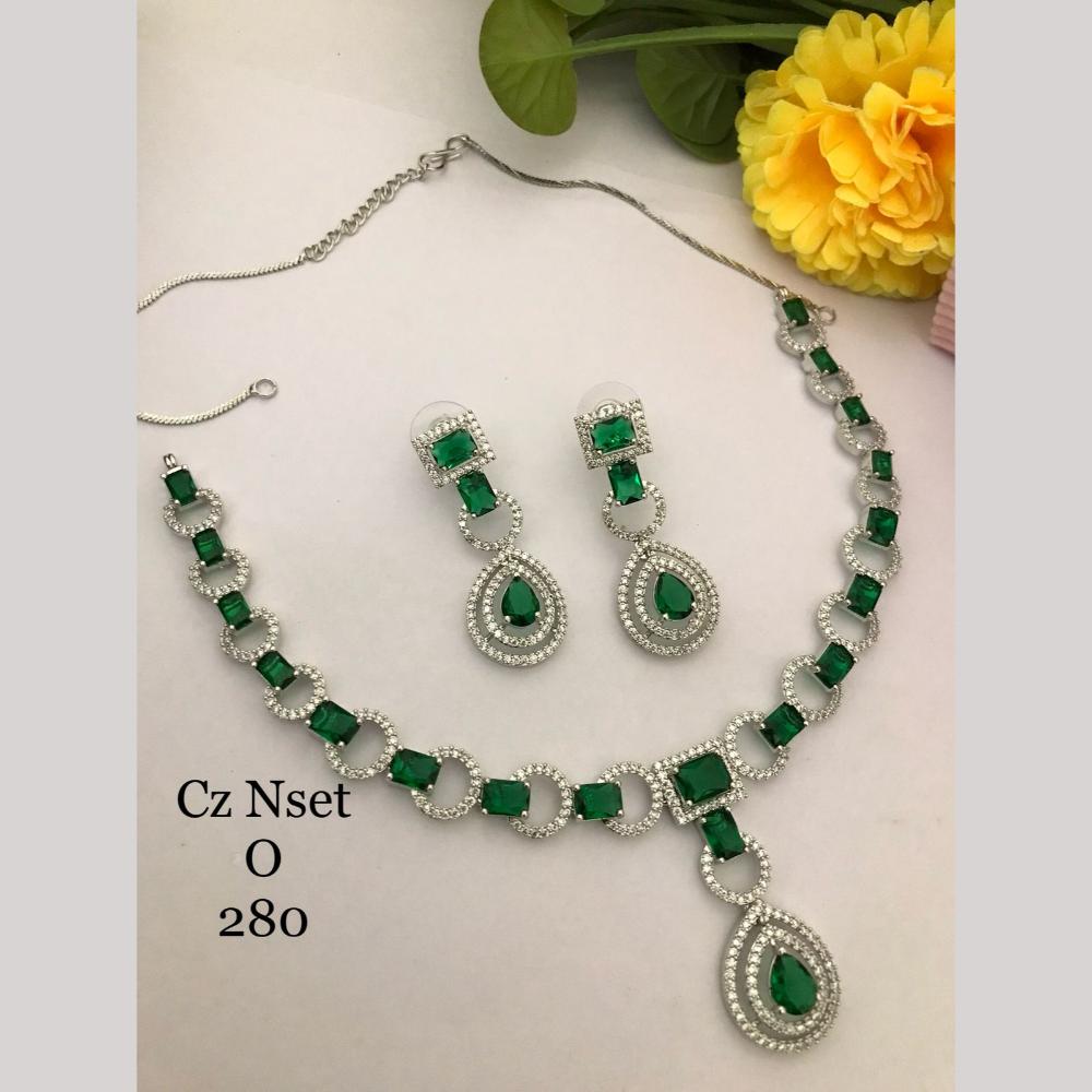 FS Collection Premium Silver Plated American Diamond Necklace Set