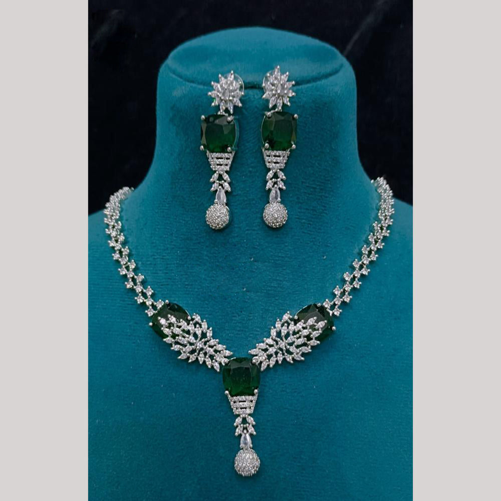 FS Collection Premium Silver Plated American Diamond Necklace Set