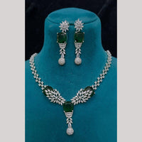 FS Collection Premium Silver Plated American Diamond Necklace Set