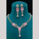 FS Collection Premium Silver Plated American Diamond Necklace Set