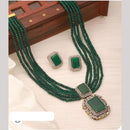 FS Collection Gold Plated Green Crystal & Austrian Stone Beads Elegant Necklace Set