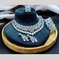 FS Collection Designer Silver Plated American Diamonds Jewelry Combo