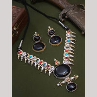 FS Collection Stylish 2-Tone Plated Pota Stones Necklace Set