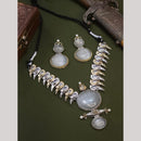 FS Collection Stylish 2-Tone Plated Pota Stones Necklace Set
