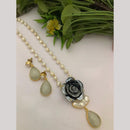 FS Collection Designer Gold Plated Mother of Pearls Rose Stylish Long Necklace Set