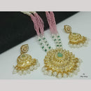FS Collection Gold Plated Pearl Long Elegant Jewelry Necklace Set for Women