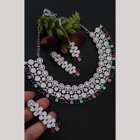 FS Collection Premium Silver Plated American Diamond Necklace Set