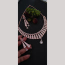 FS Collection Premium Rose Gold Plated  American Diamond Necklace Set
