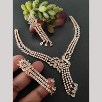 FS Collection Premium Gold Plated American Diamond Necklace Set