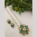 FS Collection Stunning Gold Plated Pota and Pearls Classic Long Necklace Set