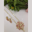 FS Collection Stunning Gold Plated Pota and Pearls Classic Long Necklace Set