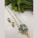 FS Collection Stunning Gold Plated Pota and Pearls Classic Long Necklace Set