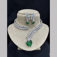 FS Collection Silver Plated American Diamond Necklace Set
