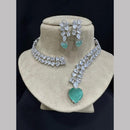 FS Collection Silver Plated American Diamond Necklace Set