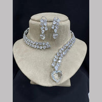 FS Collection Silver Plated American Diamond Necklace Set
