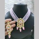 Fs Collection Elegant Gold Plated Kundan & Beads Necklace Set