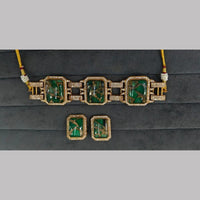 Fs Collection Gold Plated Druzy Crystal Stone Choker Necklace Set