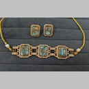 Fs Collection Gold Plated Druzy Crystal Stone Choker Necklace Set