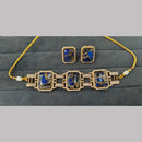 Fs Collection Gold Plated Druzy Crystal Stone Choker Necklace Set