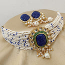 Fs Collection Gold Plated Kundan And Beads Choker Necklace Set