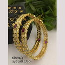 FS Collection Elegant Gold Finish Pota Stone Detailing Bangle Set