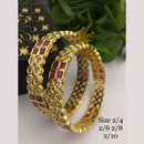 FS Collection Elegant Gold Finish Pota Stone Detailing Bangle Set