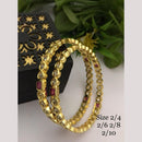 FS Collection Elegant Gold Finish Pota Stone Detailing Bangle Set
