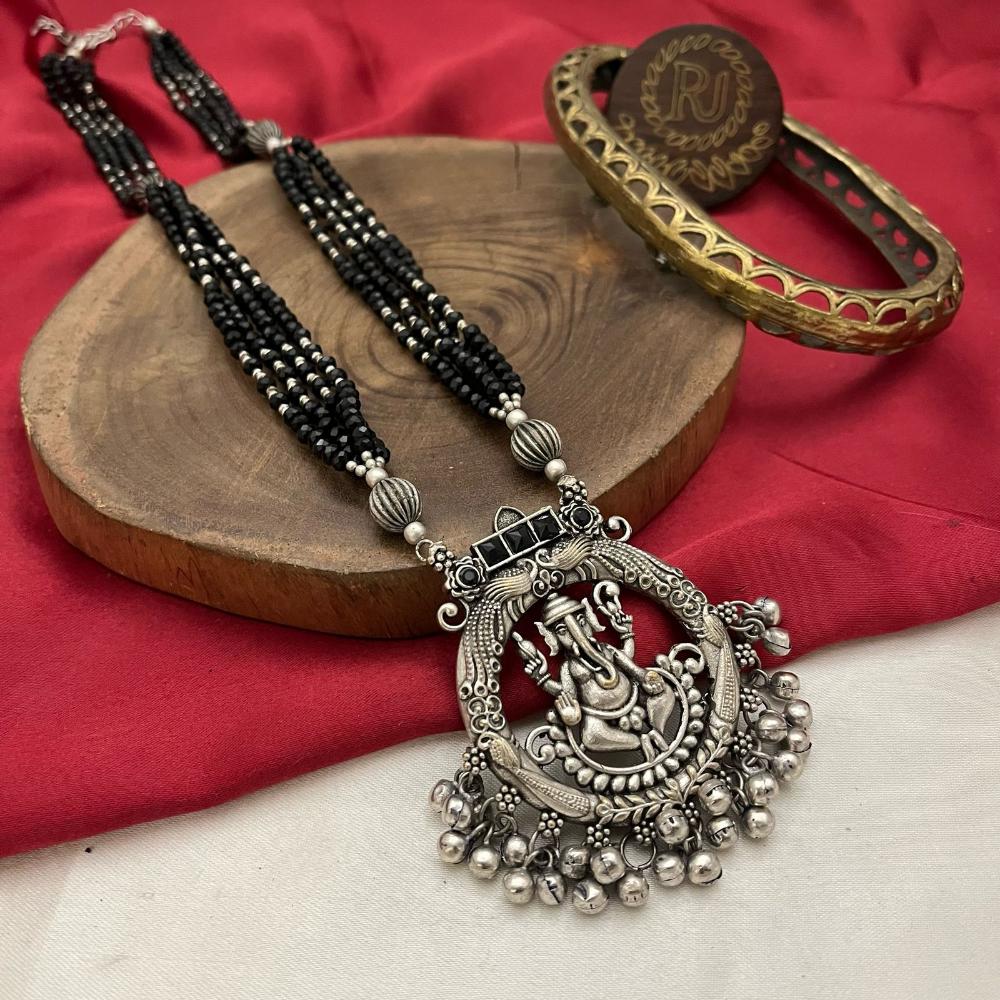 FS Collection Oxidised Plated Traditional Lord Ganesh Ideal for Spiritual and Festive Wear Necklace Set