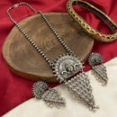 FS Collection Oxidised Plated Pearls Temple Fashion Jewelry Long Necklace Set