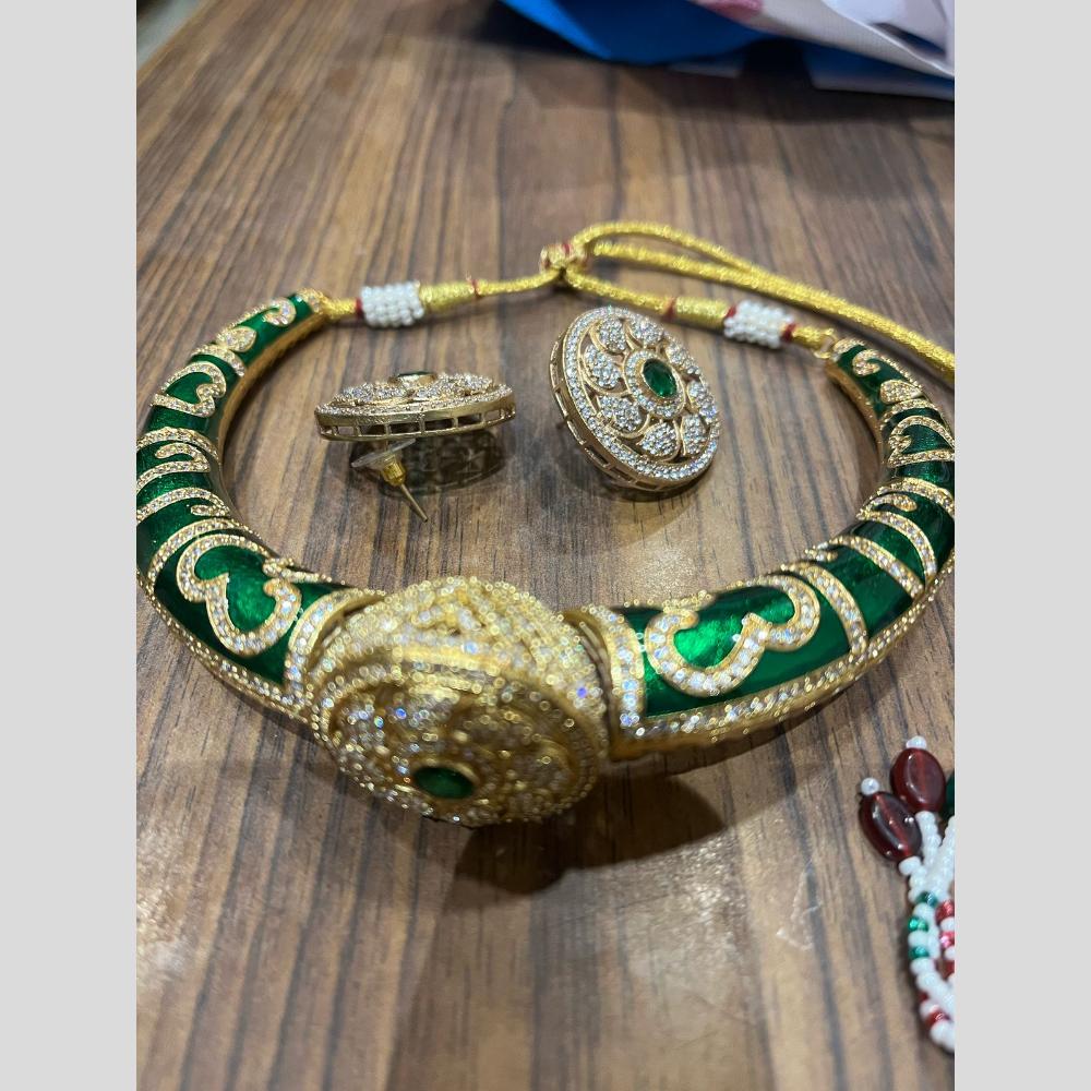 FS Collection Luxury Gold Plated Austrian Stones for Women Choker Necklace Set