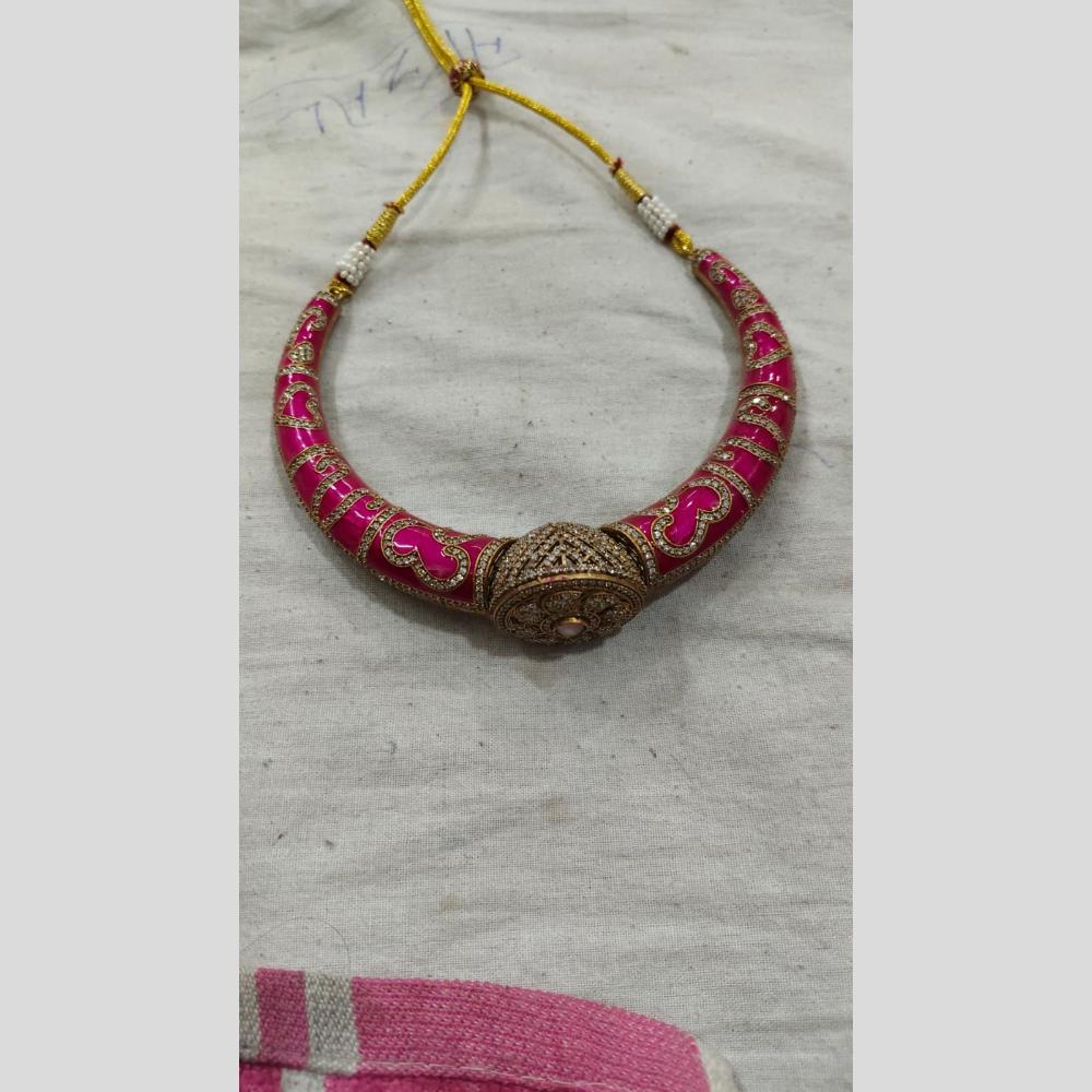 FS Collection Luxury Gold Plated Austrian Stones for Women Choker Necklace Set